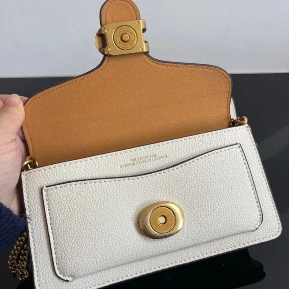 Coach White Pebbled Leather Chain Crossbody Bag - Picture 4 of 5